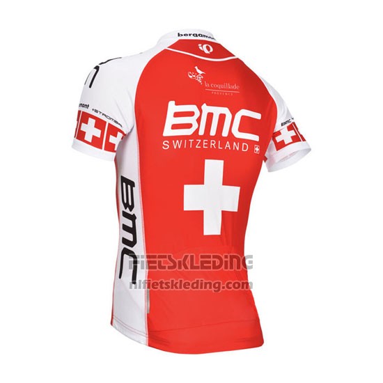 2014 Fietskleding BMC Kampioen Zwitserland Oranje en Wit Korte Mouwen en Koersbroek